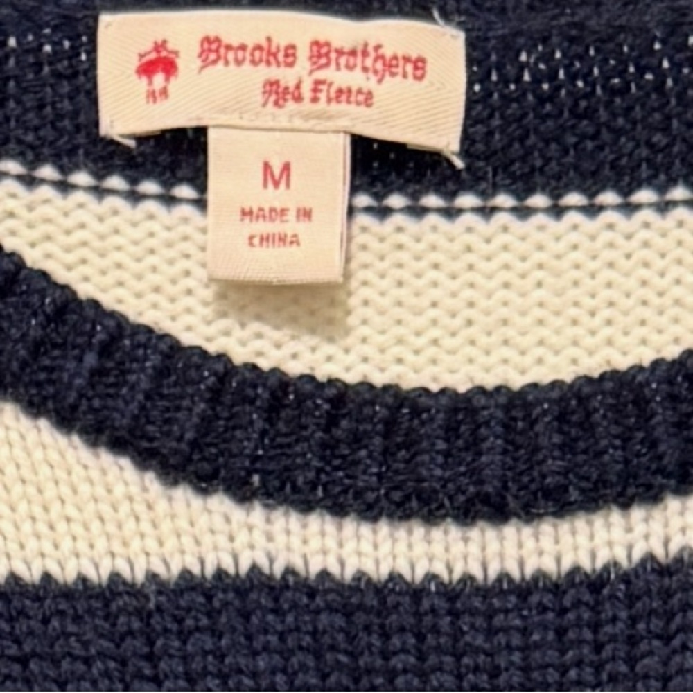Brooks Brothers Women's Striped Merino Wool Crew Neck Sweater M Old Money Preppy - Picture 7 of 7